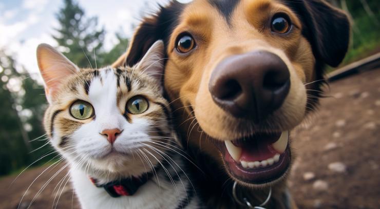 Câți câini ai putea mitui ca să facă un selfie cu o pisică?