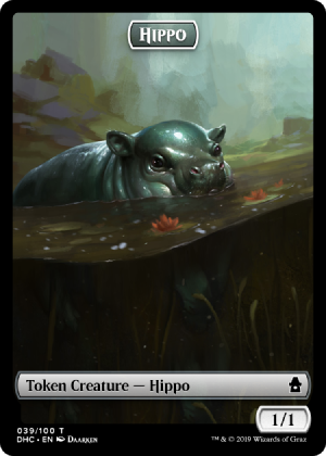 Magic The Gathering: Custom Hippo 1/1 Full Art Token Card