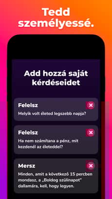 Screenshot Felelsz vagy mersz app