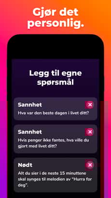 Screenshot Nødt eller sannhet app