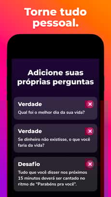 Screenshot Verdade ou desafio app