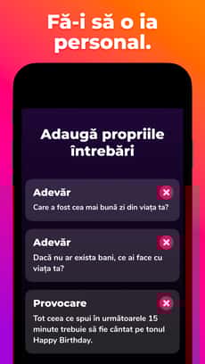 Screenshot Adevăr sau provocare app