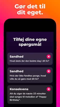 Screenshot Sandhed eller konsekvens app