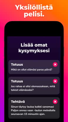 Screenshot Totuus vai tehtävä app