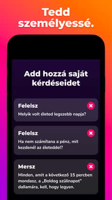 Screenshot Felelsz vagy mersz app