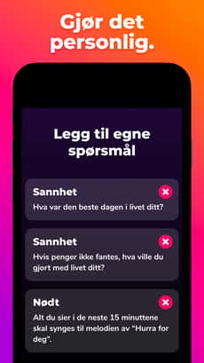 Screenshot Nødt eller sannhet app