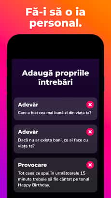 Screenshot Adevăr sau provocare app