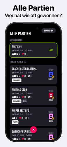 Screenshot MTG Lebenspunkte Zähler: Lotus app