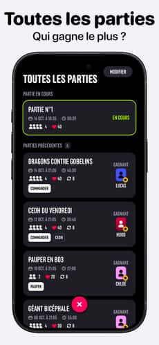Screenshot Compteur de vie Magic MTG : Lotus app