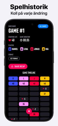 Screenshot MTG Livräknare: Lotus app