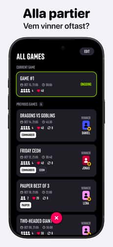 Screenshot MTG Livräknare: Lotus app