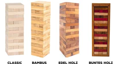 verschieden-färbige Holzkötze für Jenga