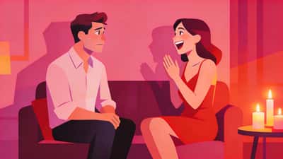 Romanttinen pari treffi-illassa pelaa hauskaa tunnustuspeliä sohvalla