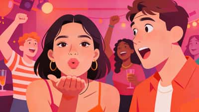 Personne à une fête faisant nerveusement un gage flirteur