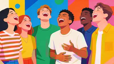 Des amis lors d'une réunion décontractée éclatant de rire en discutant d'un scénario hypothétique hilarant