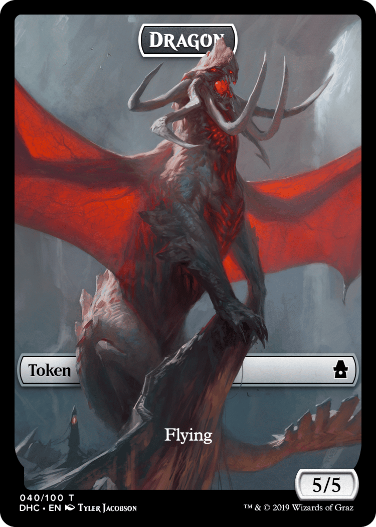 Magic The Gathering: Custom Flying Dragon 5/5 Full Art Token Card