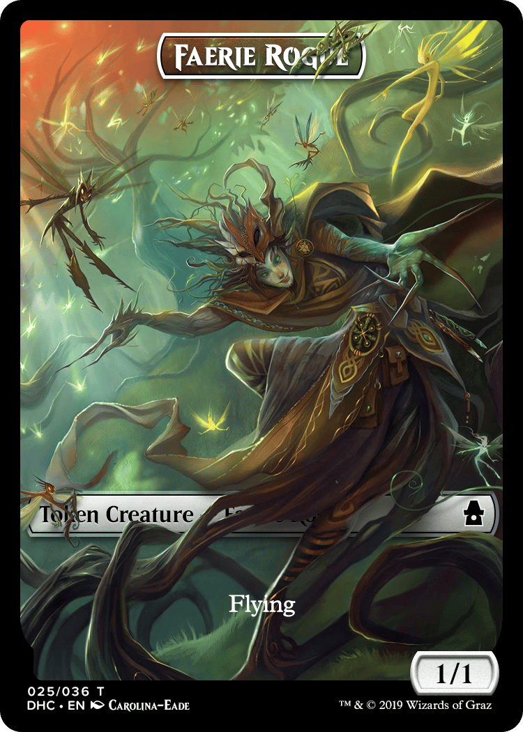 Magic The Gathering: Custom Faerie Rogue 1/1 Full Art Token Card