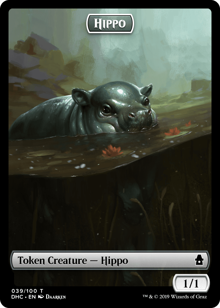 Magic The Gathering: Custom Hippo 1/1 Full Art Token Card