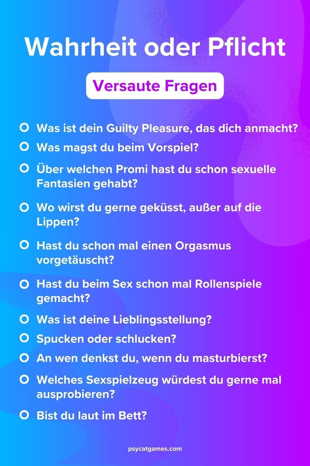 Unanständige Wahrheit oder Pflicht Fragen