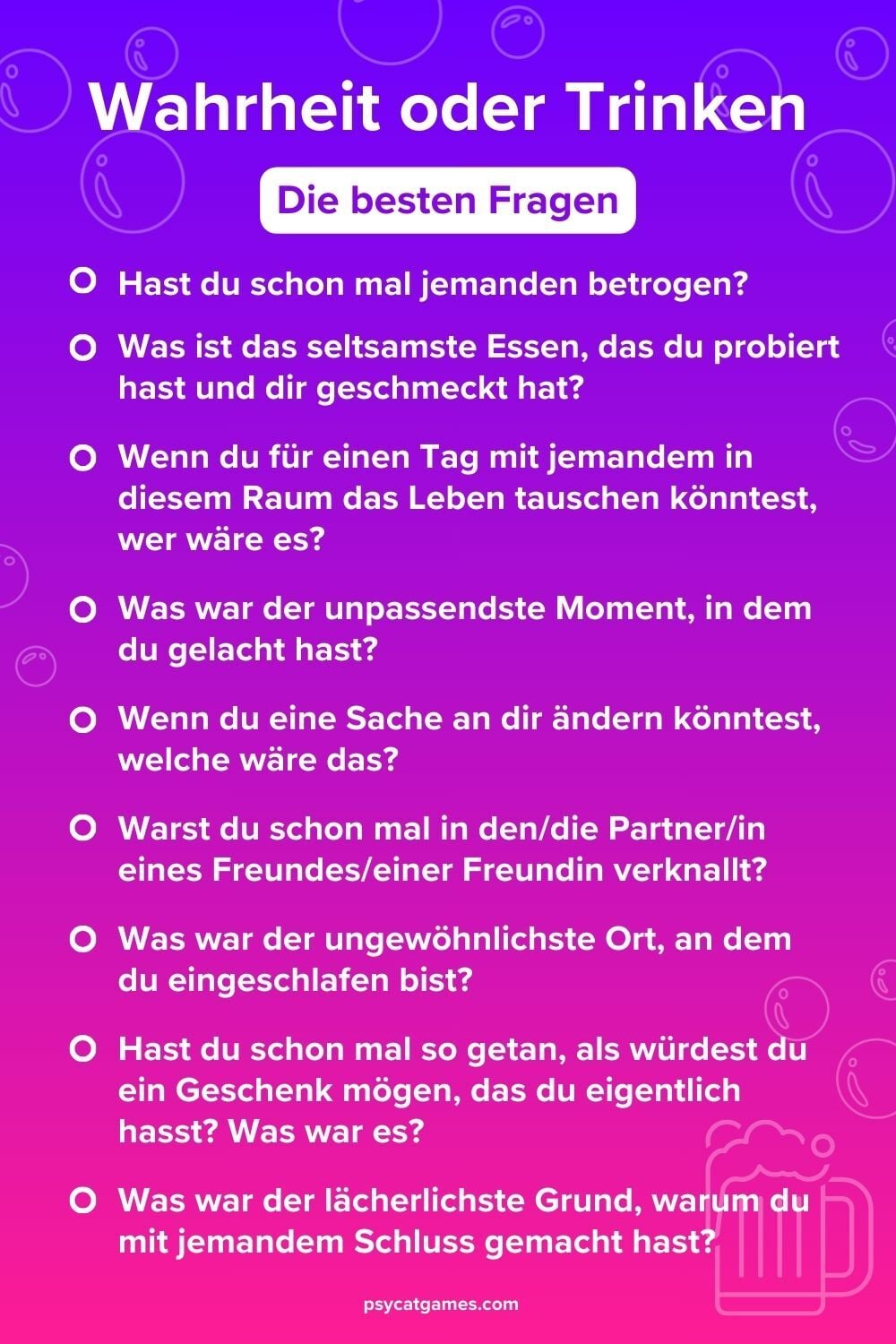 Beste Wahrheit oder Trinken Fragen