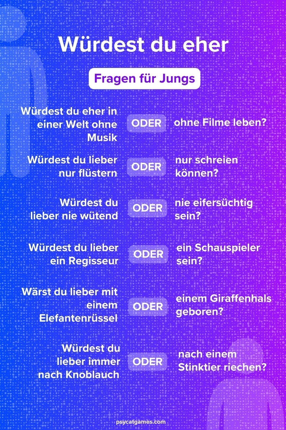 Würdest du eher? Fragen für Jungs