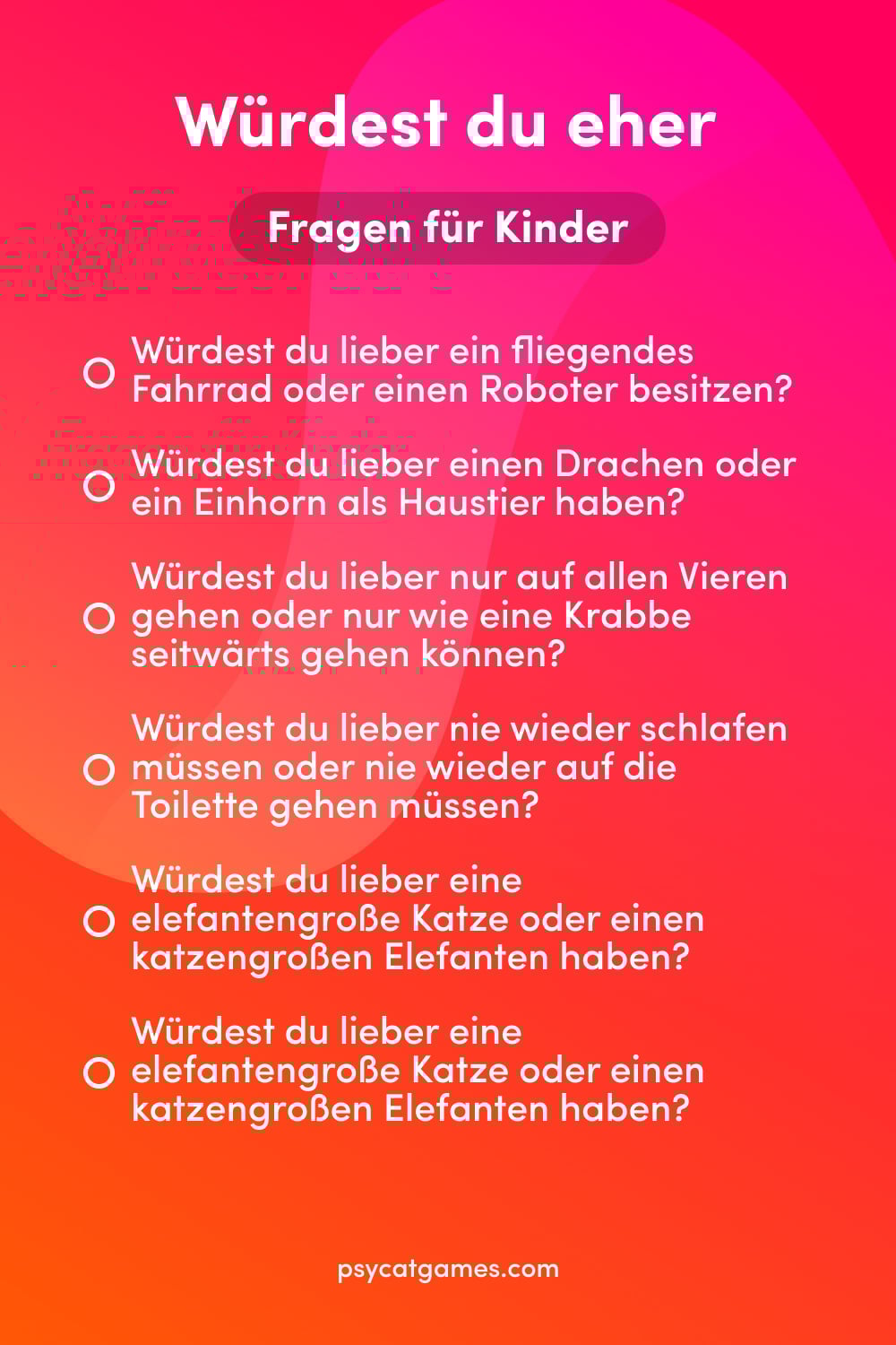 Würdest du eher? Fragen für Kinder