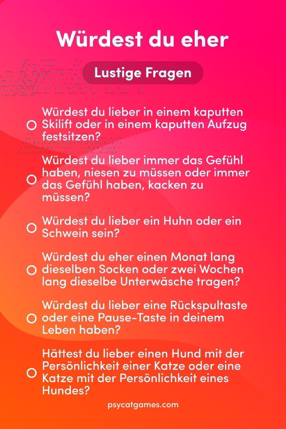 Lustige Würdest du eher? Fragen