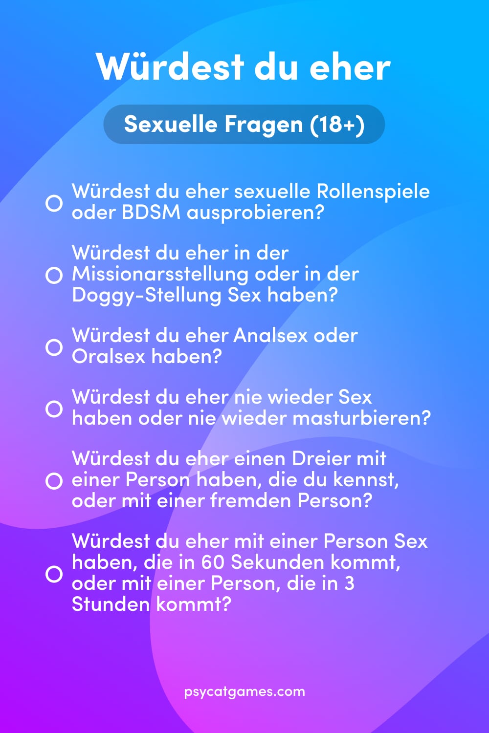 Sexuelle Würdest du eher? Fragen