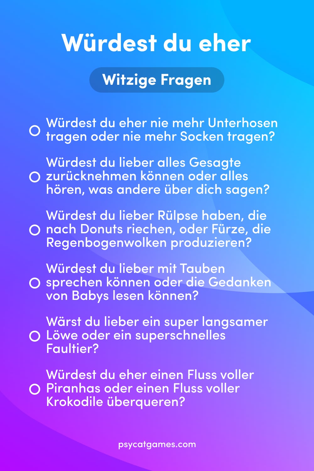 Urkomische Würdest du eher? Fragen