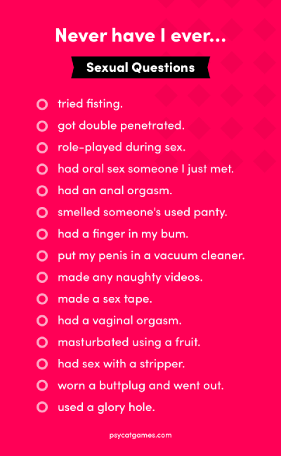 List of sexual Never have I ever questions