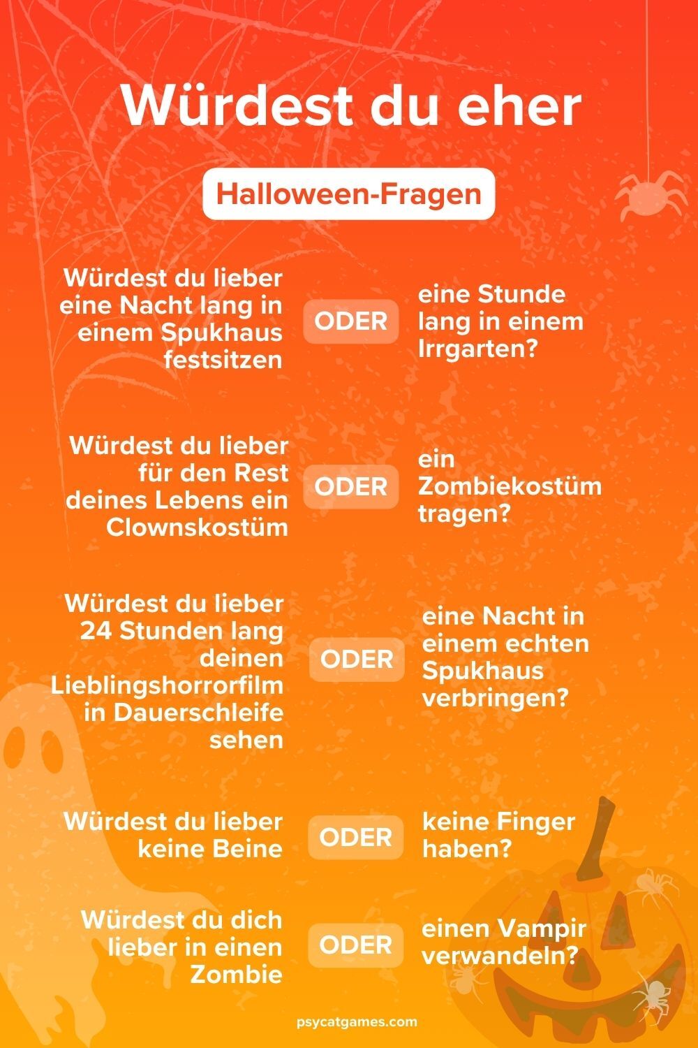Würdest Du Eher Fragen 18 50+ Gruselige und Creepy Halloween "Würdest du eher?"-Fragen