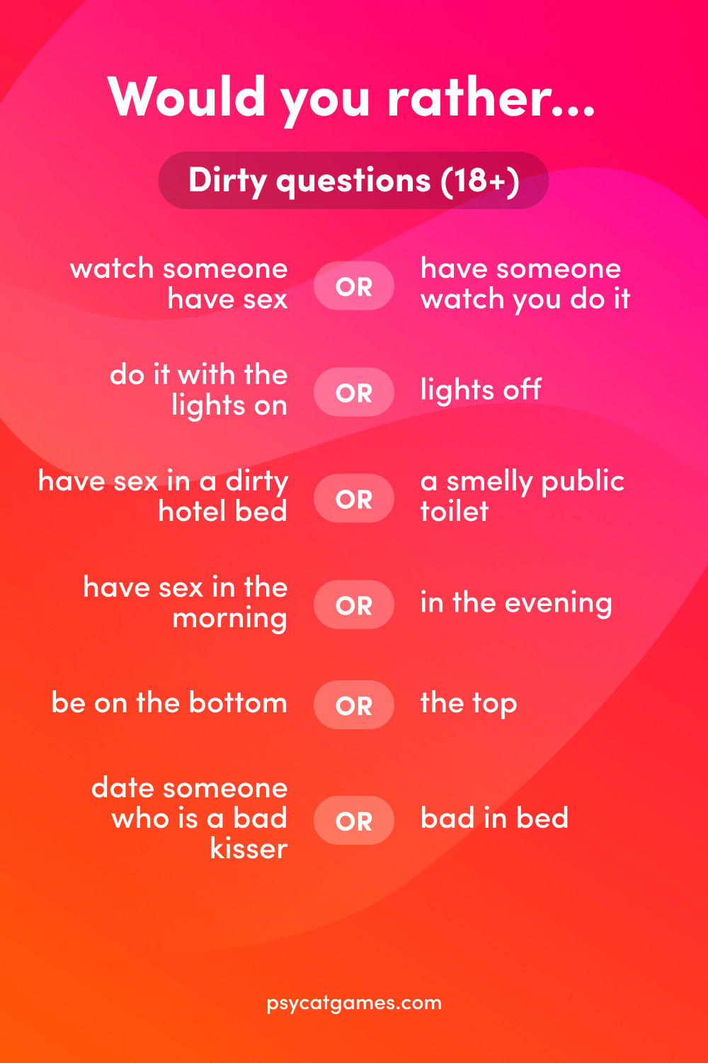 Funny & Dirty Would You Rather Questions For Adults in 2023