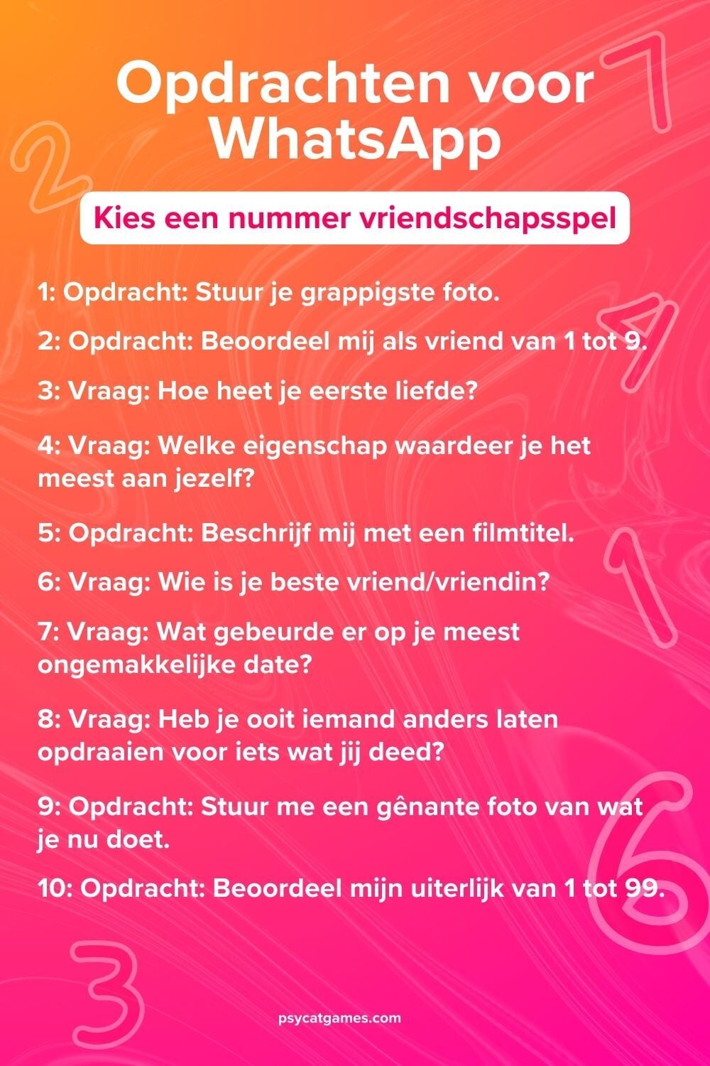 Kies een getal vriendschapsspel