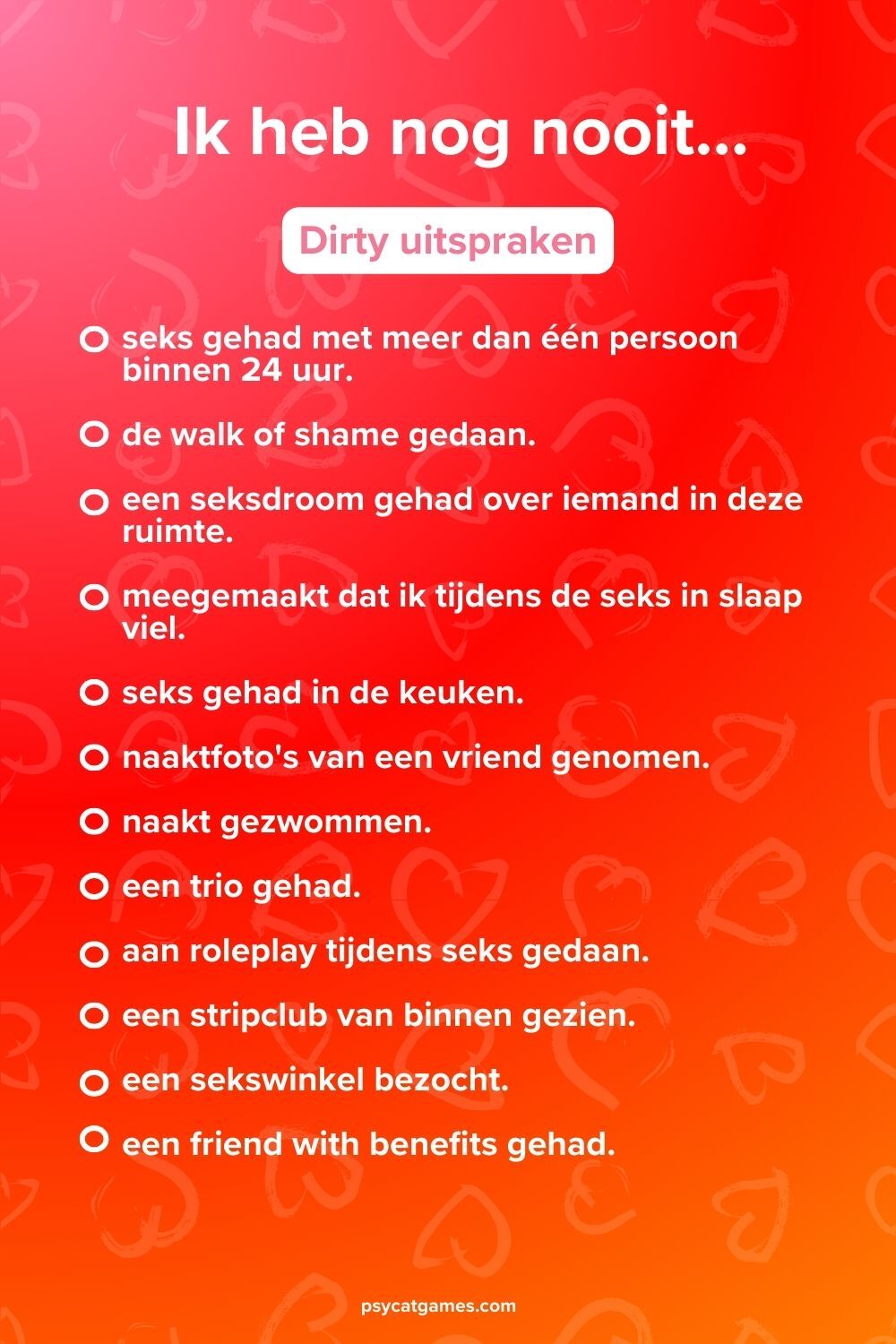 Dirty Ik heb nog nooit vragen