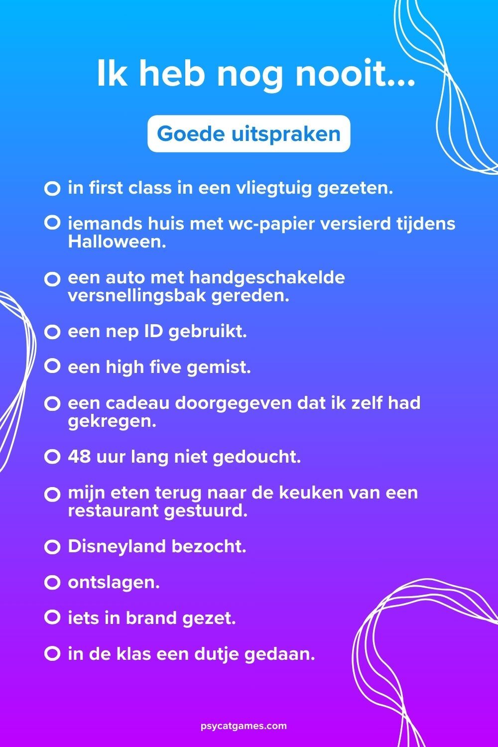 Goede Ik heb nog nooit vragen