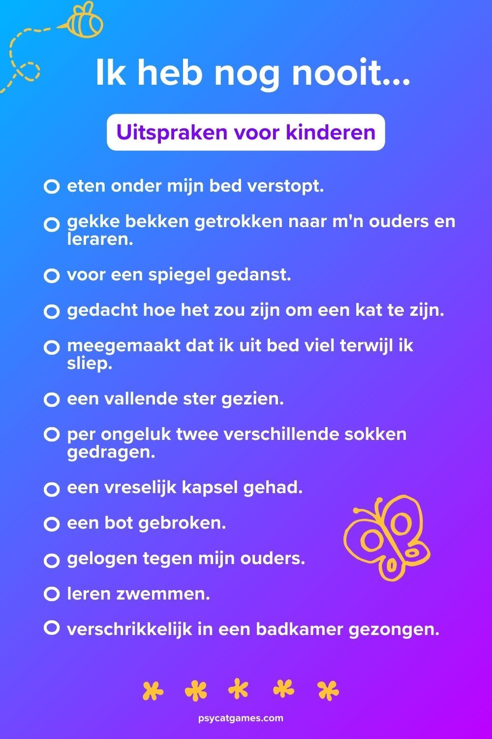 Ik heb nog nooit vragen voor kinderen