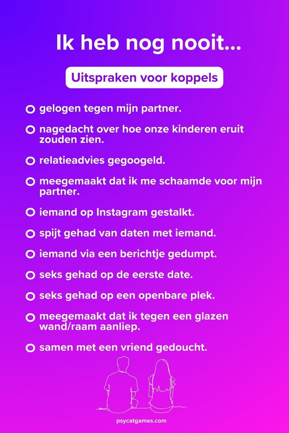 Ik heb nog nooit vragen voor koppels