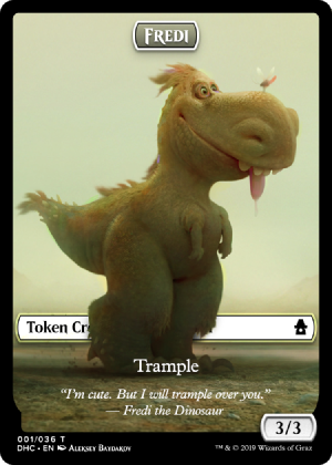 Magic The Gathering: Custom Dinosaur Trample 3/3 Full Art Token Card