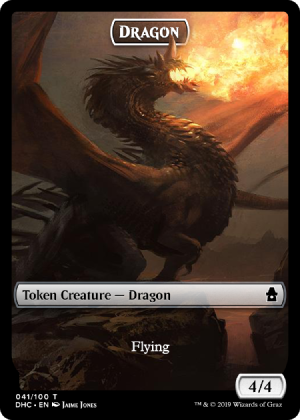 Magic The Gathering: Custom Flying Dragon 4/4 Full Art Token Card