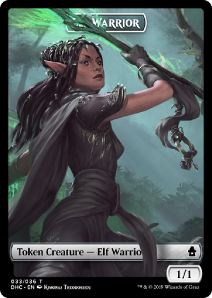 Magic The Gathering: Custom Elf Warrior 1/1 Full Art Token Card