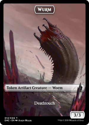 Magic The Gathering: Custom Artifact Wurm 3/3 Deathtouch Full Art Token Card