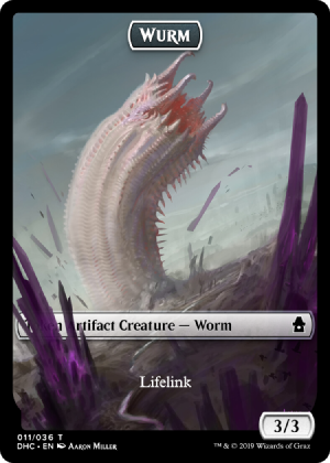 Magic The Gathering: Custom Artifact Wurm 3/3 Lifelink Full Art Token Card